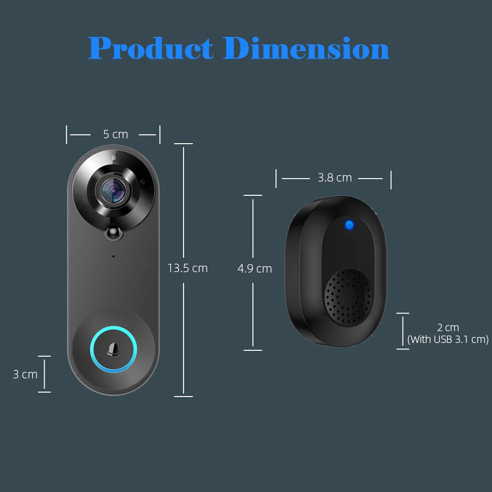 1080P Wireless WIFI Doorbell Video Intercom Door Bell with Camera Tuya Smart Home for Security Protection PIR Motion Detection