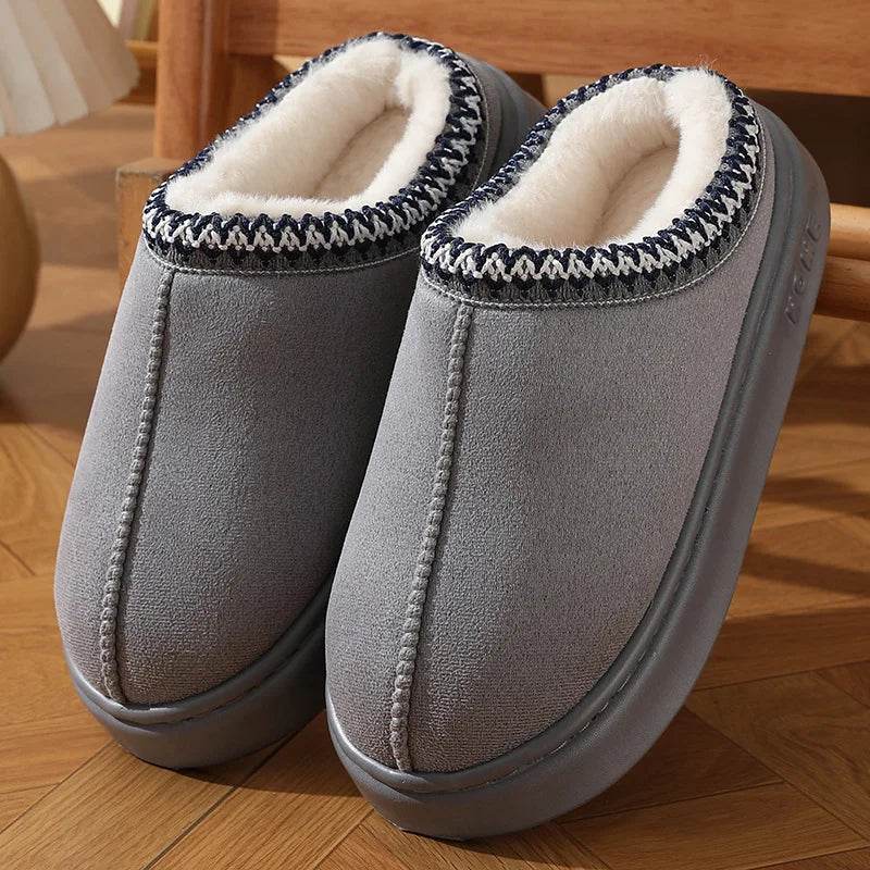 New Fashion Fluffy Platform Slippers for Women 2024 Winter Plush Warm Cotton Shoes Woman Comfort Non Slip Unisex Home Slippers - MarvelouStoree