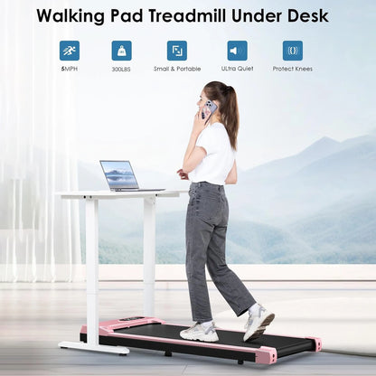 Bigzzia Walking Pad Under Desk Treadmill 5MPH Mini Portable Treadmill for Home Office Quiet & Lightweight Flat Treadmill pad