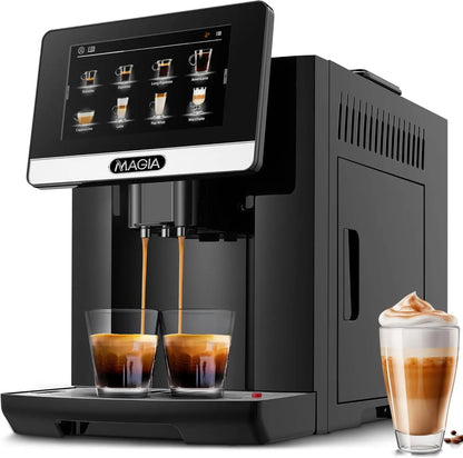 Automatic Espresso Machine With Grinder - 19 Customizable Coffee Options  Auto Cleaning For Easy Maintenance  Milk-Foam System