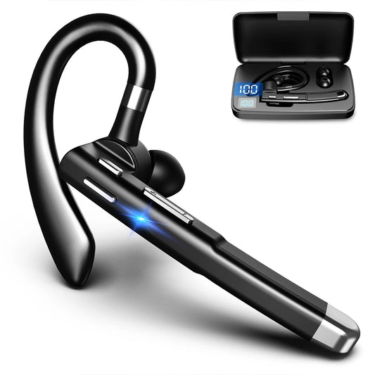 Bluetooth Earpiece Bluetooth V5.1 Headset with Charging Case Hands-Free Single Ear Headset Noise Canceling Mic for Xiaomi iPhone