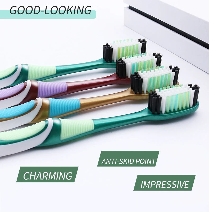 Medium hard bristle toothbrush 6 independent packages for adults Medium bristle toothbrus for Men and women