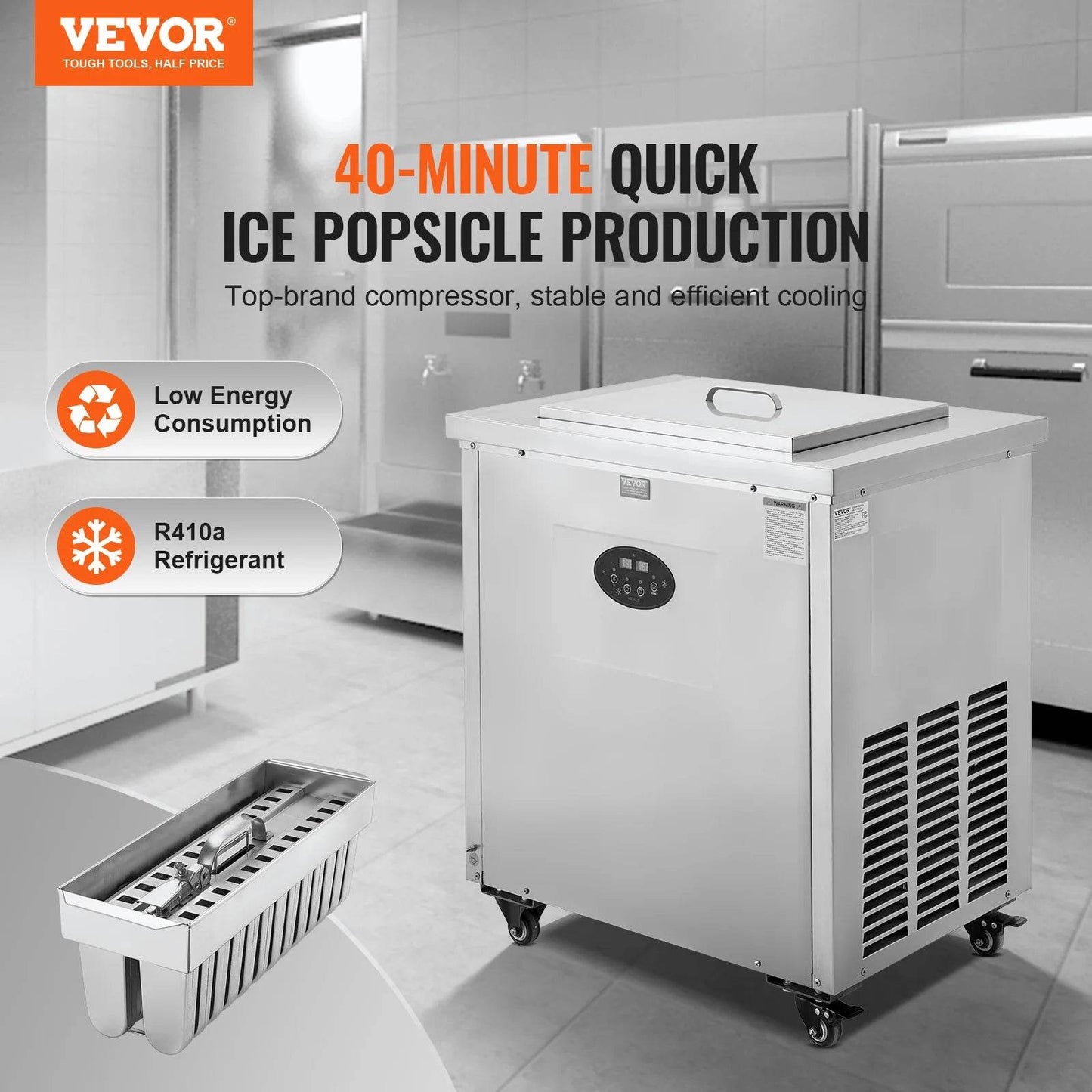 VEVOR Commercial Popsicle Machine, 2 Mould Set - 52 PCS Ice Pops Making Machine, Stainless Steel Commercial Ice Lolly Maker - MarvelouStoree