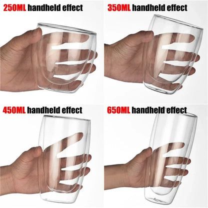 Heat Resistant Double Wall Glass Cup 80-650Ml Beer Milk Coffee Water Cups Transparent Cup Wholesale Glass Drinkware Mug Set Gift