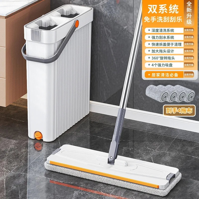 Household flat mop tool mop bucket set handfree mopping flat mop set Magic flat mopping rotating Self-Wringing House Cleaning