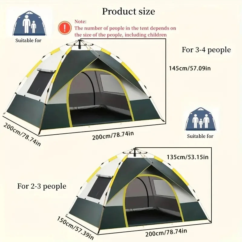 Two Doors Double Layer Waterproof Windproof Easy Setup Outdoor Tents for Family Camping Hunting Hiking Mountaineering Travel