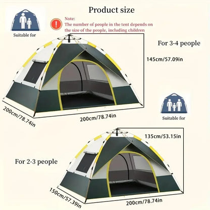 Two Doors Double Layer Waterproof Windproof Easy Setup Outdoor Tents for Family Camping Hunting Hiking Mountaineering Travel