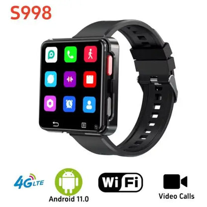 S998 Smart Watch 4G Android 11 OS 500W Dual Camera 3GB Ram 32GB Rom 2.64 inch 490*490 Screen GPS Wifi Strap Removable Smartwatch