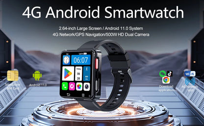 S998 Smart Watch 4G Android 11 OS 500W Dual Camera 3GB Ram 32GB Rom 2.64 inch 490*490 Screen GPS Wifi Strap Removable Smartwatch