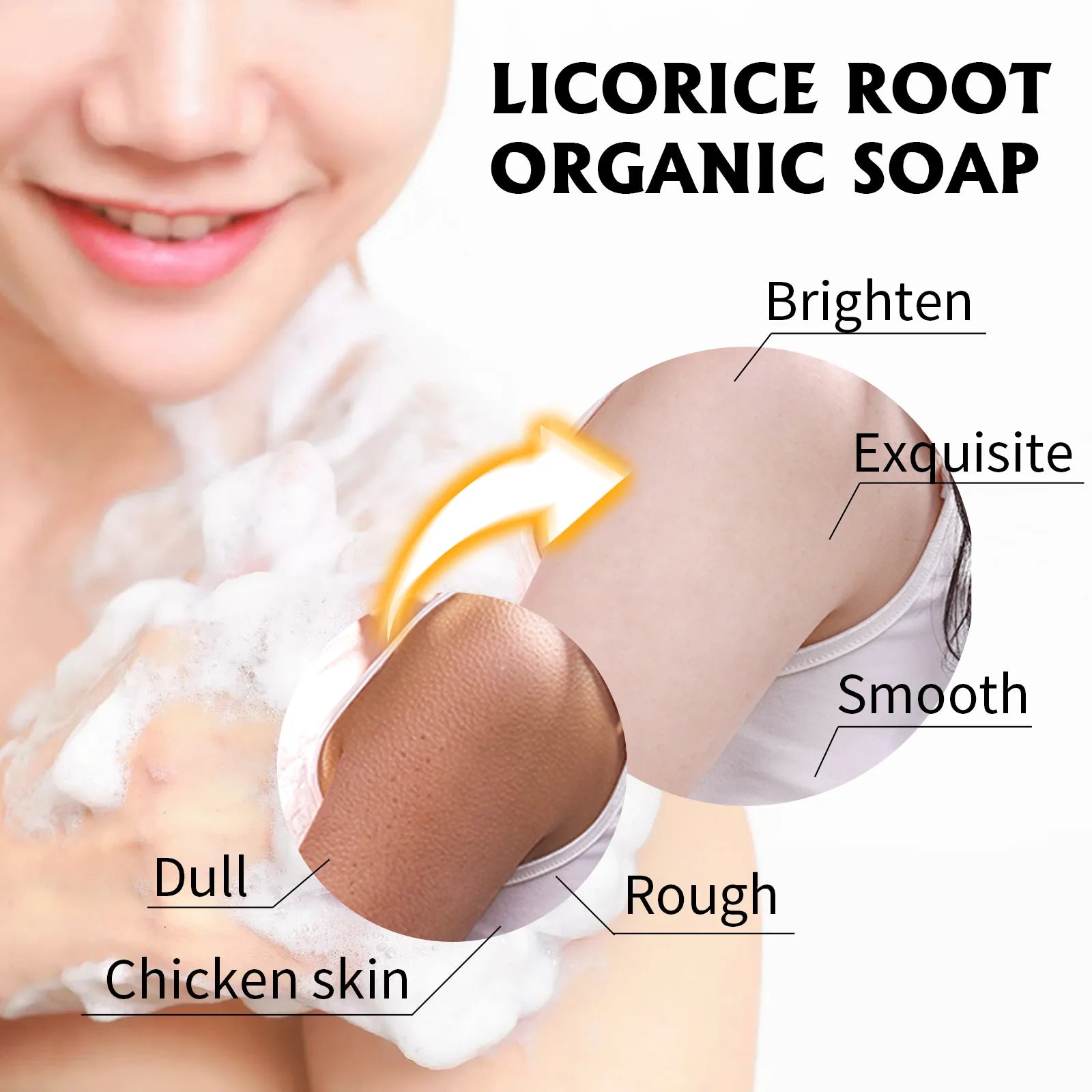 Brightening Body Soap Licorice Root Deep Cleansing Smoothing Elbow Neck Knee Back Remove Chicken Skin Spot Whitening Armpit Soap