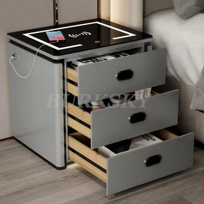 Bedside Table For Living Room Smart Ctorage Cabinet Modern Furniture Bed Side Safe For The Bedroom With Wireless Charging