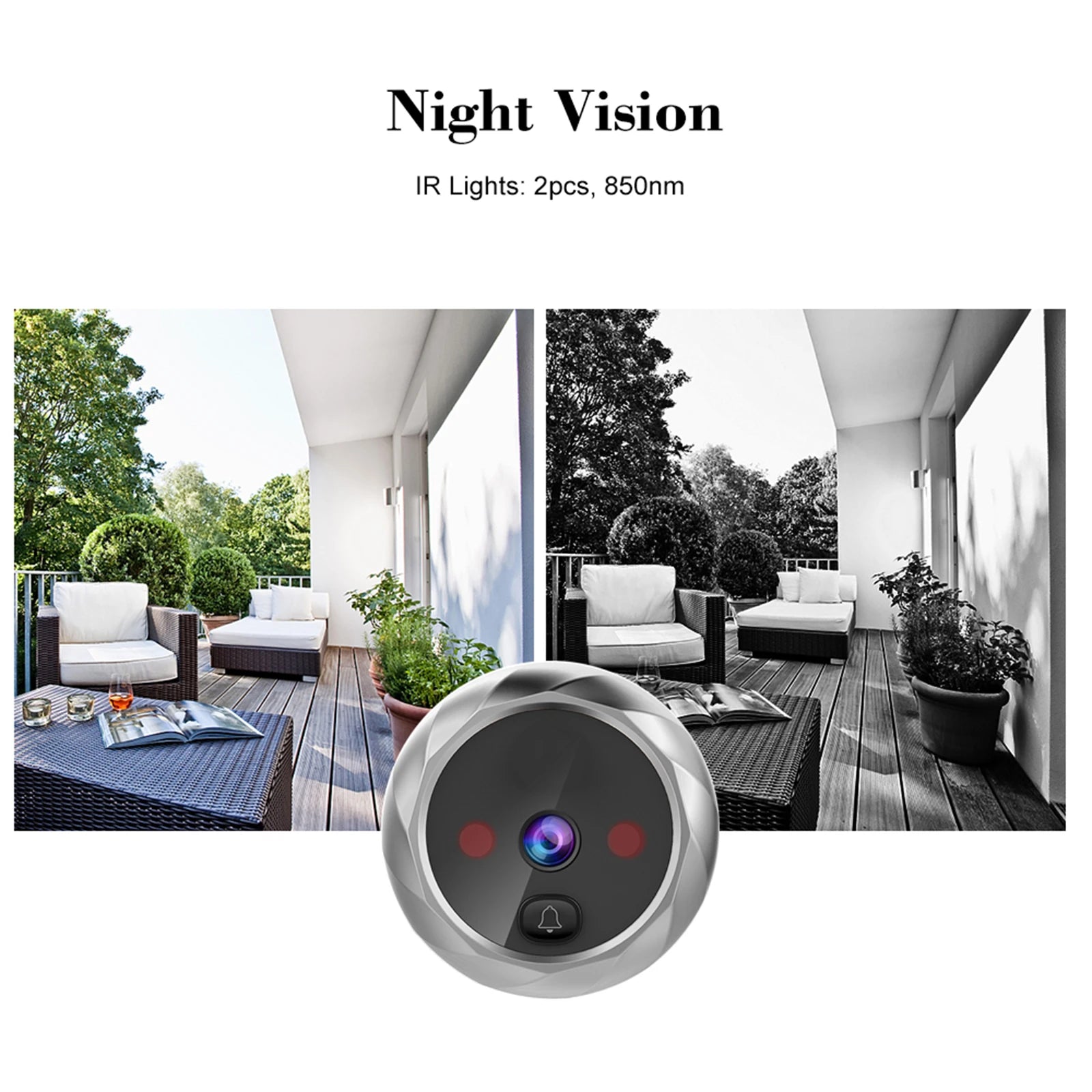 Digital Door Viewer Peephole Door Camera Doorbell 2.8-inch Night Vision Photo Shooting Digital Door Monitoring for Home Security