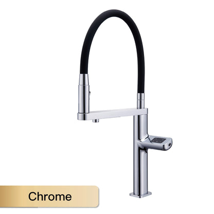 Luxury gun gray kitchen faucet intelligent touch digital display design Dual control cold & hot filtering water sensing sink Tap