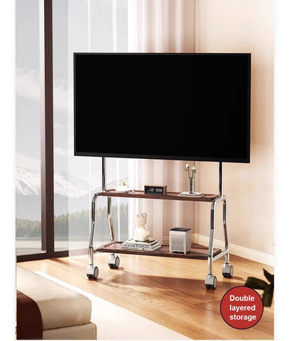 Floor Stand TV Support Shelf Removable With Wheels 32-75 Inches TV Cart TV Shelf Mute Wheels up to 110lbs Max VESA 600x400mm