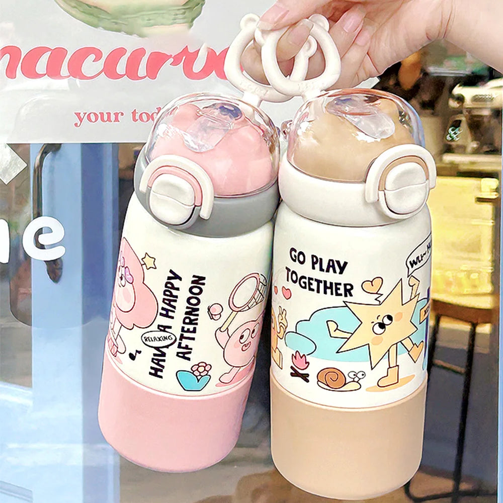 500ML Cartoon Kids Thermos Bottle Cute Children's Thermal Water Bottle 316 Stainless Steel Thermos Mug For Outdoor Water Cup ﻿