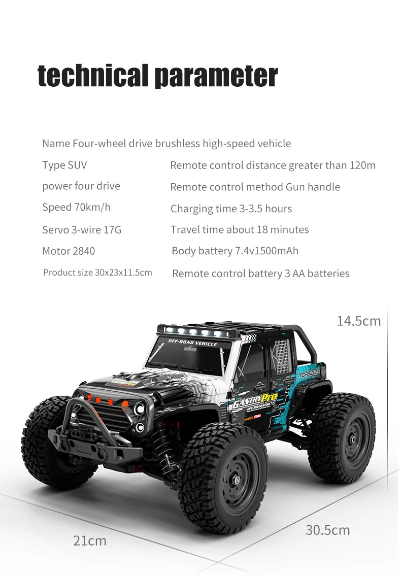 1:16 70KM/H Or 50KM/H 4WD RC Car With LED Remote Control Cars High Speed Drift Monster 4x4 Truck for Kids vs Wltoys 144001 Toys