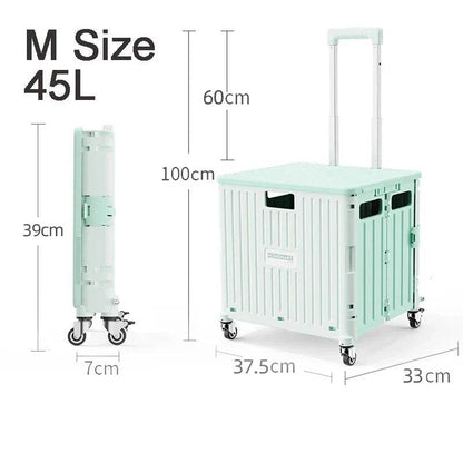 45/65L Folding The Folding Shopping Cart Trolley Portable Home Shopping Cart Folding cart with 2 /4 /8 Wheels - MarvelouStoree