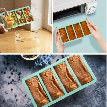 4 Grid Ice Tray Mold Food Freezing Container With Lid Silicone Soup Ice Cube Square Tray Mold DIY Ice Maker Ice Cube Tray