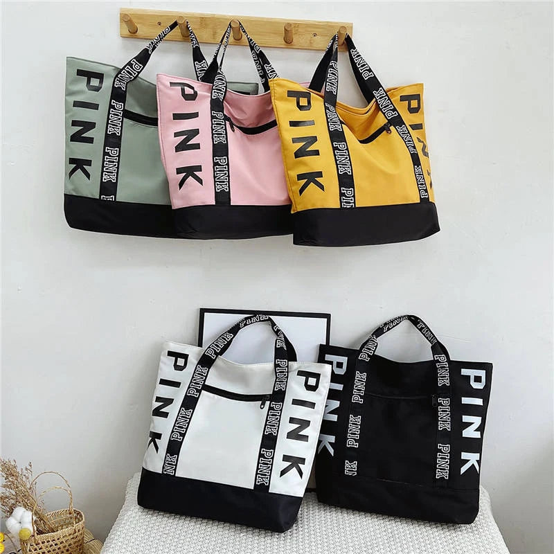 2024 New Korean Fashion Shoulder Bag Trend Letter Bag Printed Bag Color Contrast Letter Strap Handbags Large Capacity Tote