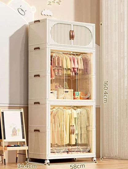 Children's Wardrobe Bedroom Closet Cabinet Baby Storage Box Toy Clothes Organizer Locker Folding Sorting Partition Wardrobe ﻿﻿ - MarvelouStoree