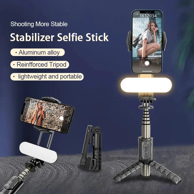 wireless Following the shooting Mode Gimbal Stabilizer Selfie Stick Tripod with Fill Light for iPhone Cell Phone Smartphone