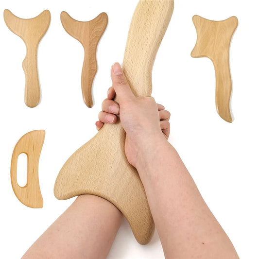 New Beech Scraping Board Wooden Guasha Massage Tool For Back Neck Body Meridian Beauty Dredge Board Carbonized Acupuncture Board