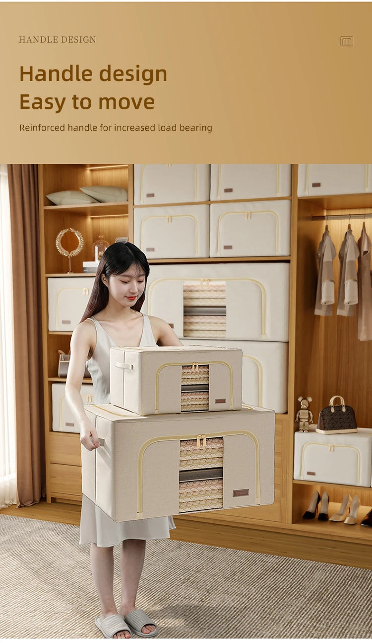 Cloth Storage Box, Fabric Clothing, Moving and Organizing Box, Folding Wardrobe, Dormitory Storage Basket, Household Use