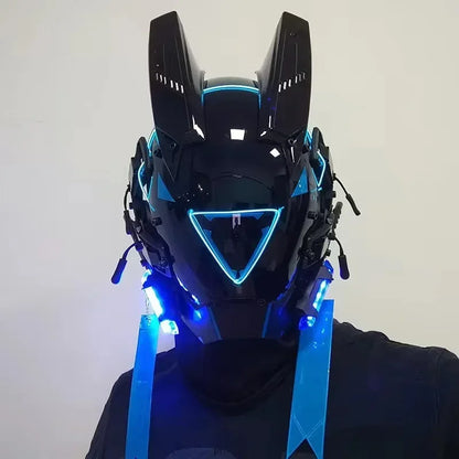 Hot Latest Cyberpunk Face Mask Cosplay Men's Full Face Mask Tactical Mecha Style Technology Helmet Funny Headgear Christmas Gift