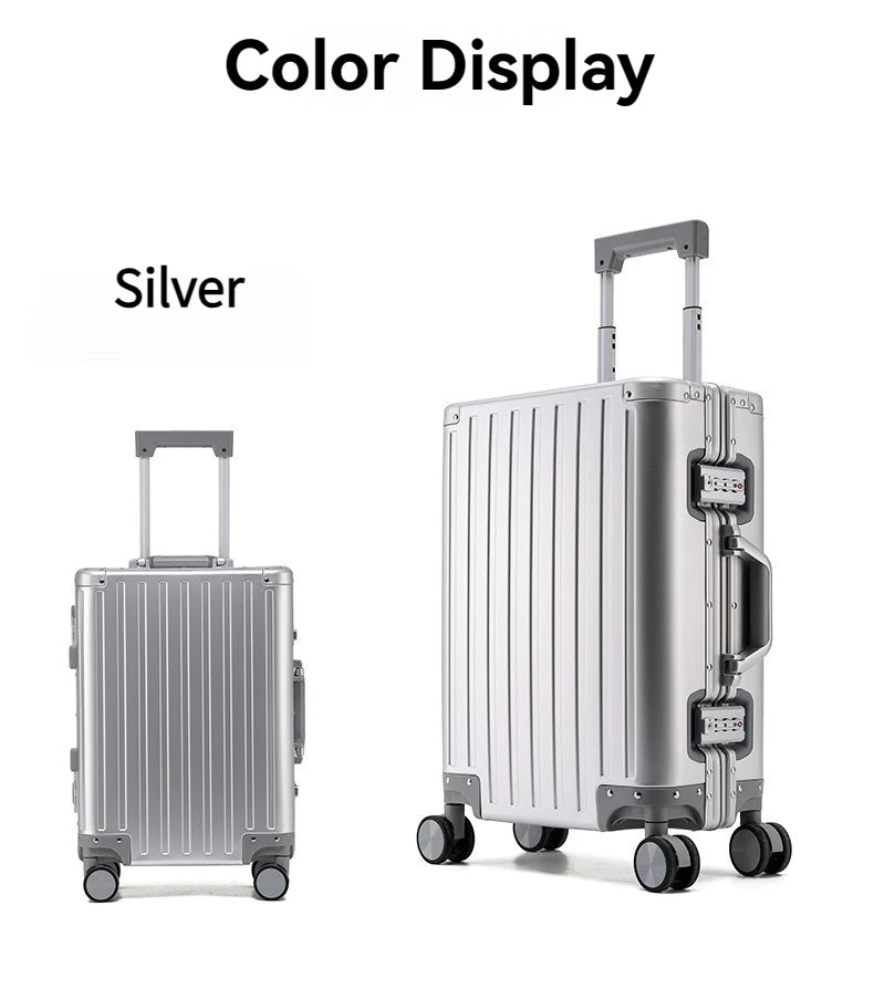 2024 New Large Capacity Durable Luggage Magnalium Aluminum Alloy Men Man Women Carry-On Boarding Travel 20/24/26/28