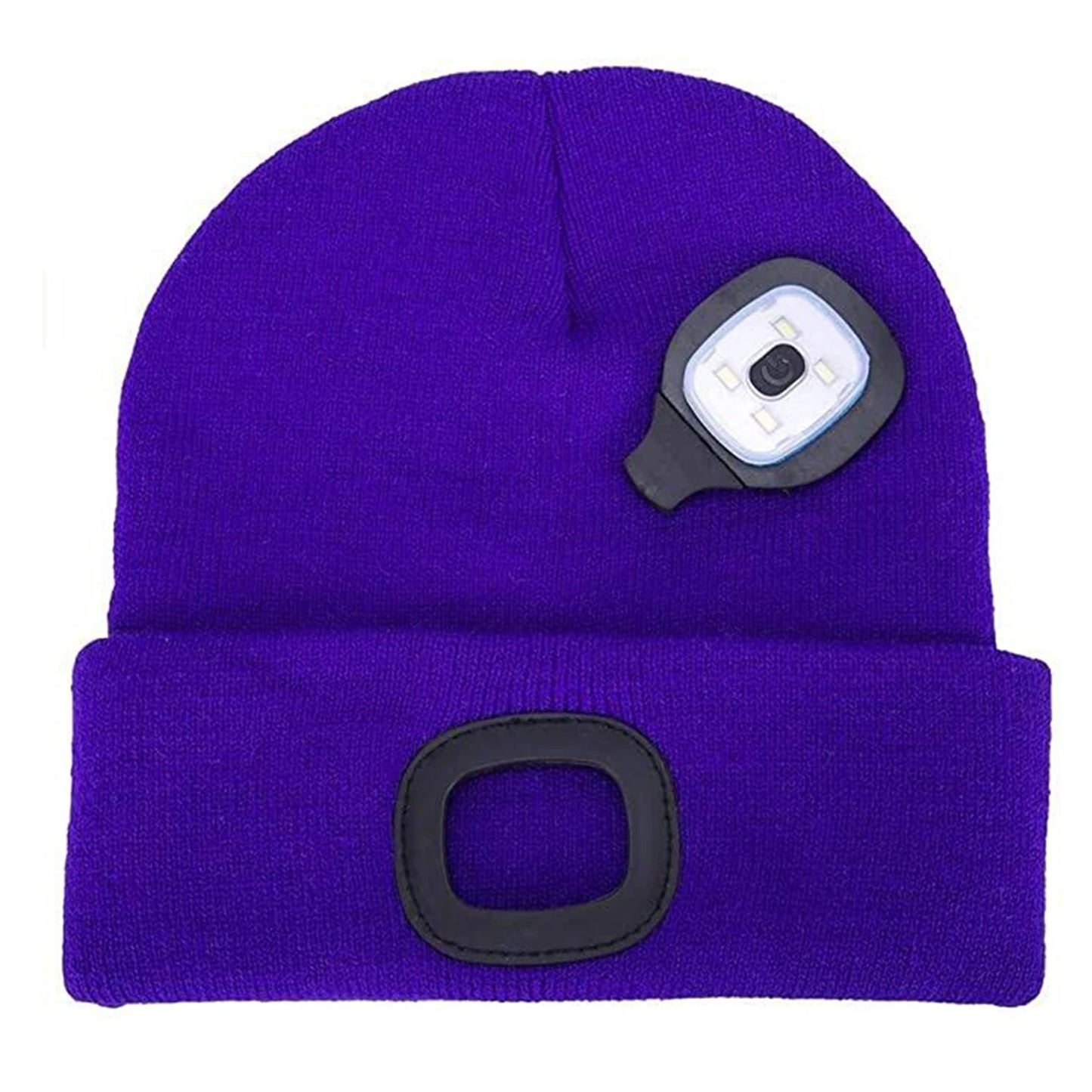 LED Beanie Hat with Light,USB Rechargeable Hands Free 4 LED Knitted Headlamp Cap