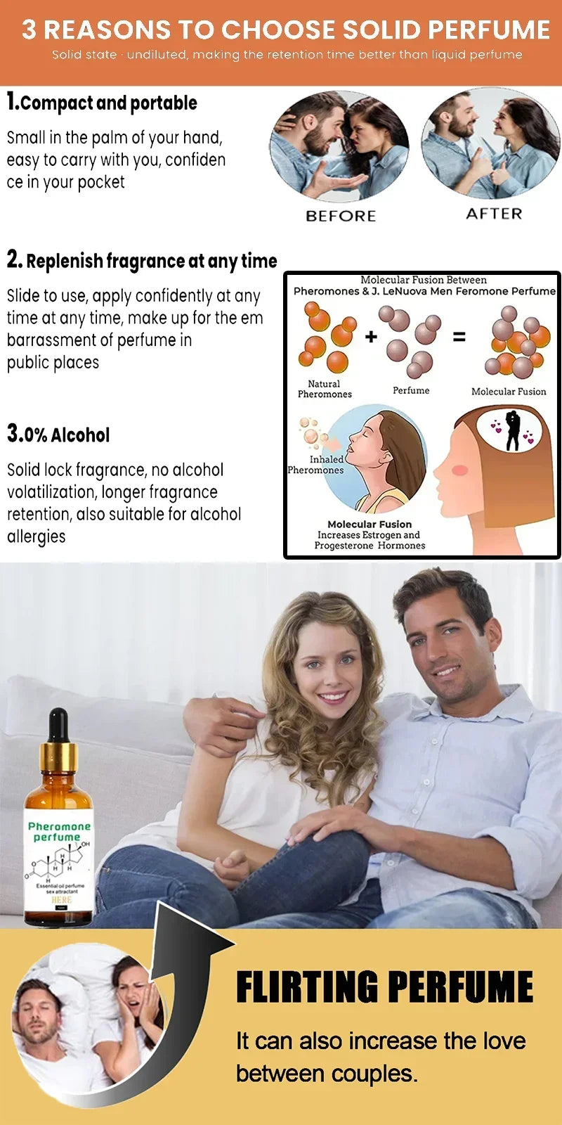 Pheromone Perfume for Sexual Flirting Essential Oil Long Lasting Fragrance for Men and Women