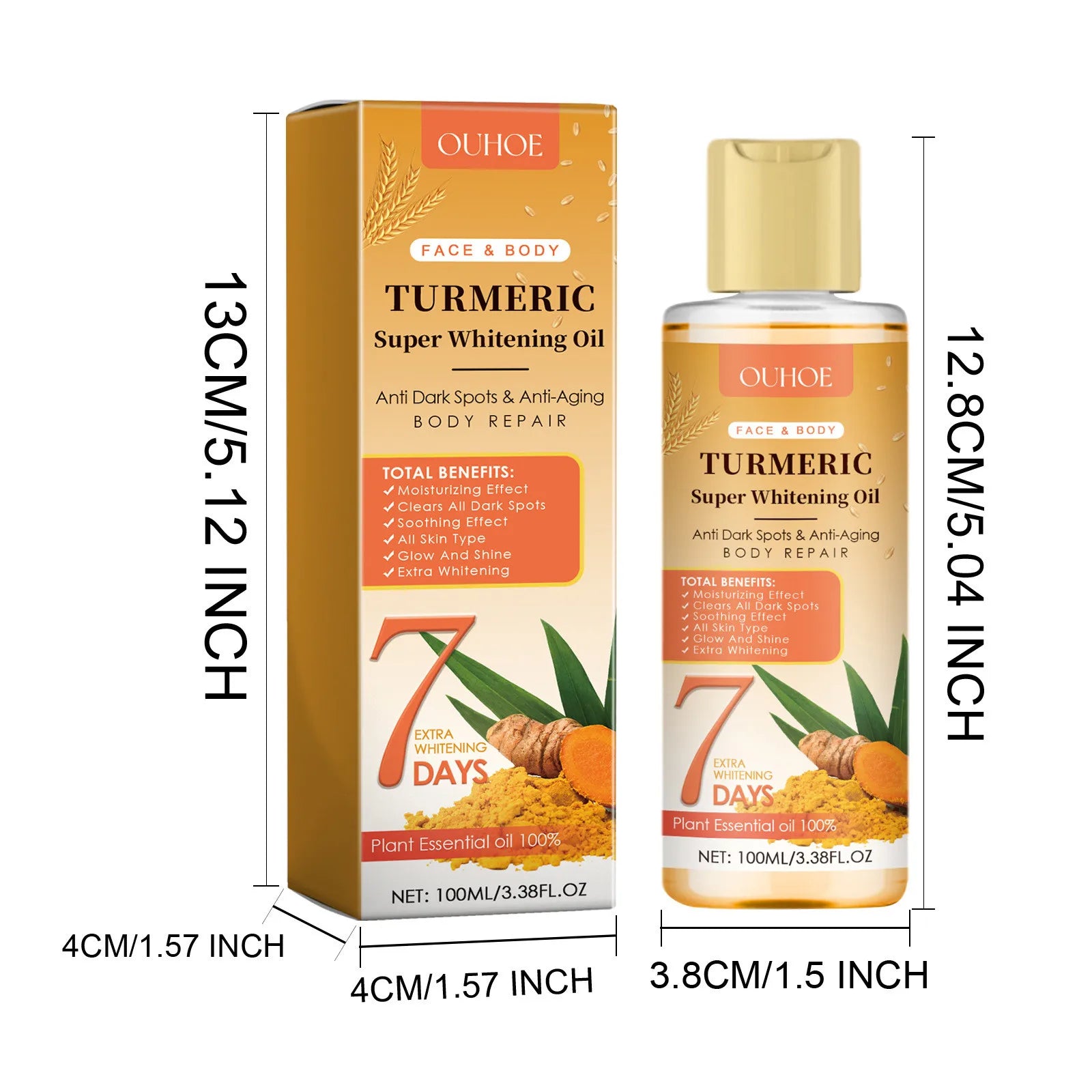 Turmeric Essential Oil Body Massage Deep Hydration Diffuser Aromatherapy Brightening Moisturizer Nourishing Smoothing Skin Care