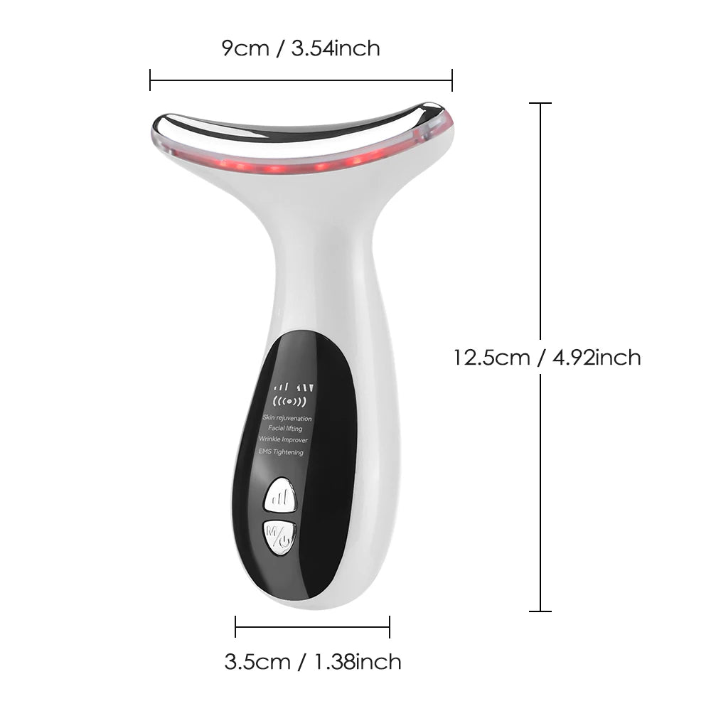 EMS Microcurrent Face Neck Lifting Beauty Device Hot Compress LED Photon Firming Rejuvenation Anti Wrinkle Facial Massager