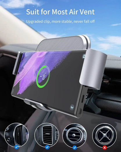 Dual Coil Fold Screen Car Wireless Charger For Samsung Galaxy Z 4 3 Fold Flip iPhone 15 14 Fast Phone Charging Vent Mount Holder - MarvelouStoree