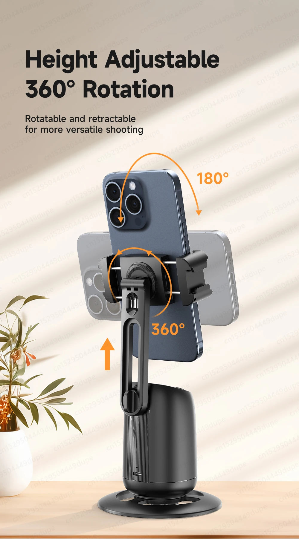 KEELEAD P05 Desktop Gimbal Mobile Phone Shooting Stabiliser 360° Auto AI Face Following for Smartphone, with Fill Light Optional