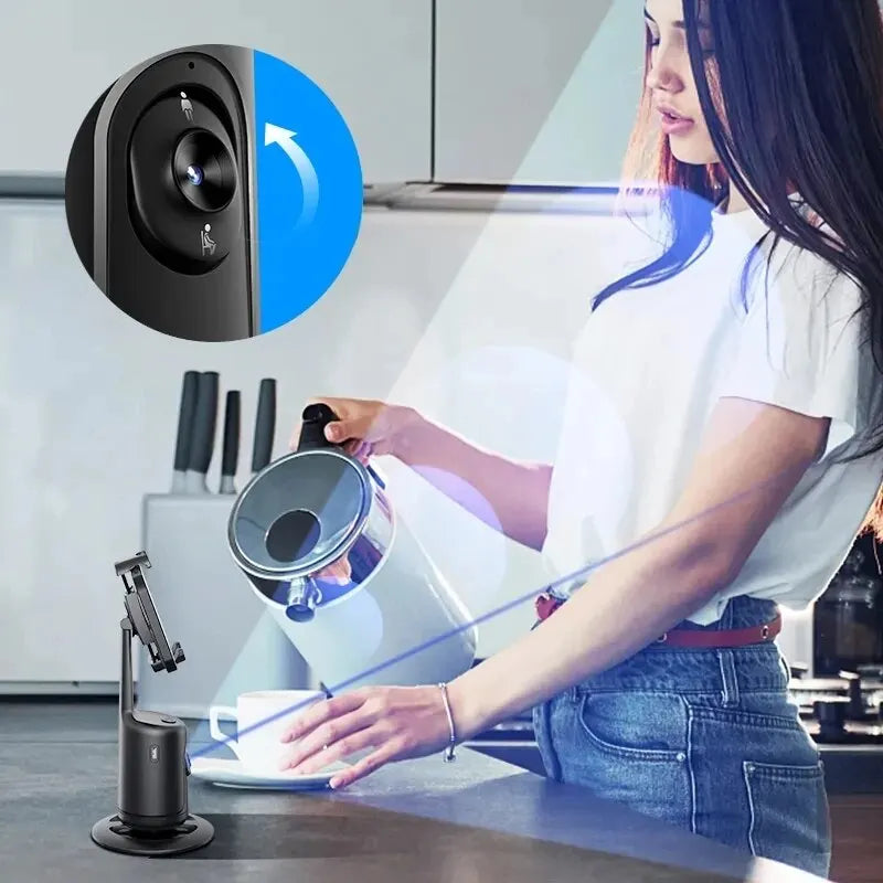 360 Auto Face Tracking Shooting Gimbal AI Camera Recognition Body Track Intelligent Follow Live Shoot Phone Stand Smart Mount