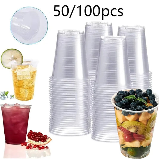 50/100PCS Clear Plastic Cups Disposable Outdoor Tableware Clear Plastic Cups Picnic Birthday Kitchen Wedding 130ML/200ML/300ML