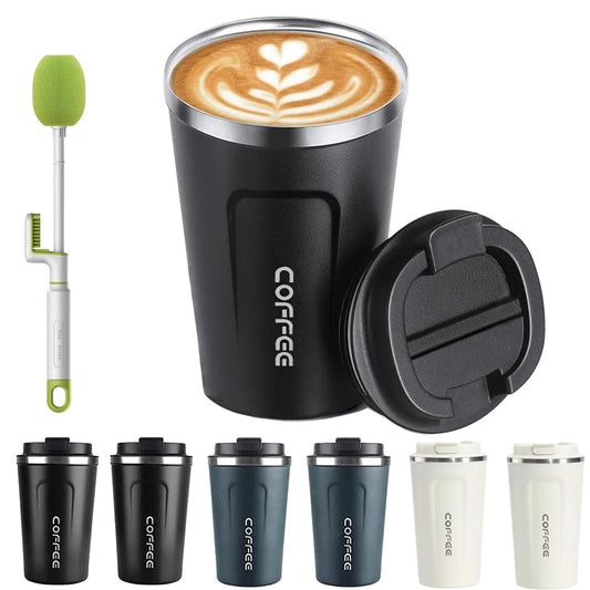 12OZ/17OZ Insulated Coffee Travel Mug Double Wall Stainless Steel Reusable Coffee Tumbler with Leakproof Lid  for Ho