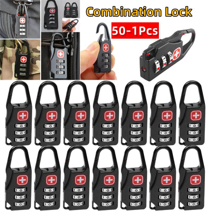 50-1Pcs Alloy Mini Lock Padlock Outdoor Travel Luggage Zipper Backpack Handbag Safe Anti-theft Combination Code Number Lock