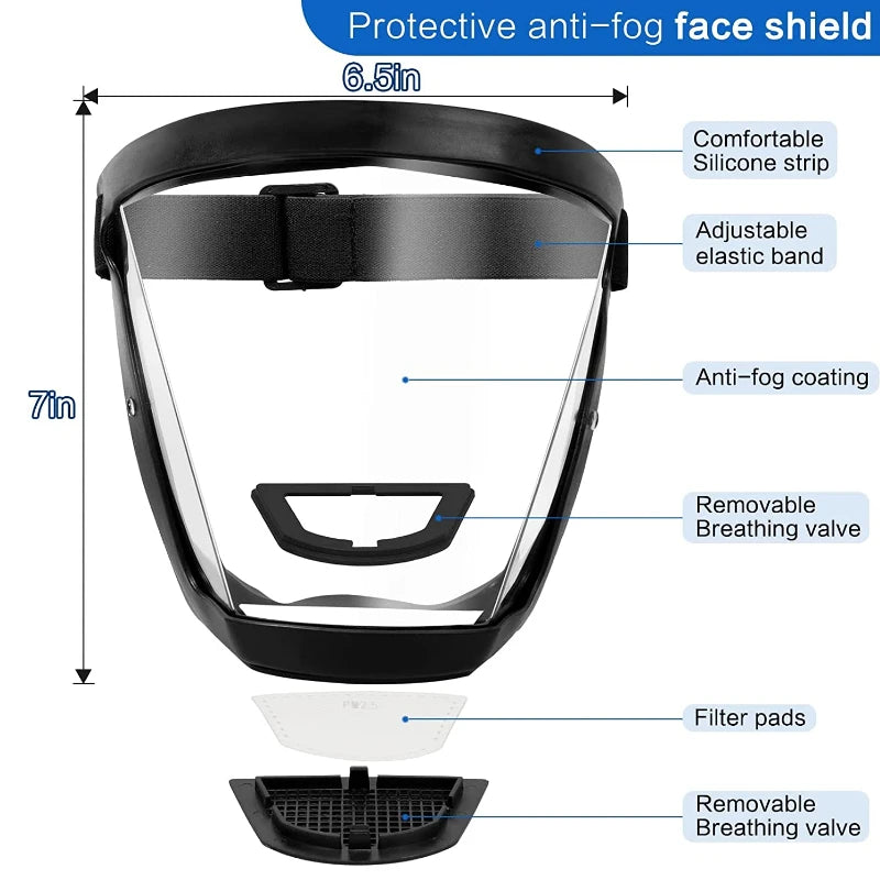 Transparent Facial Shield Dustproof Work Protection Mask Full Face Protector Shield Face Protective Screen Outdoor Safety Mask