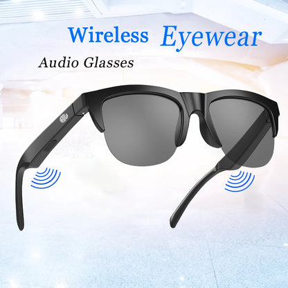 Smart Glasses Wireless Bluetooth Sunglasses Built-in Microphone Speakers Touch & Voice Assistant Compatible Glass for Men Women