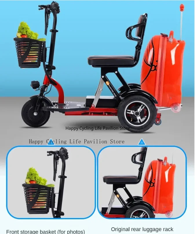 48v 350W 20AH 40KM Electric Trike Leisure Foldable Electric Tricycle Super Load-Bearing Adult Mini Portable Electric Vehicle