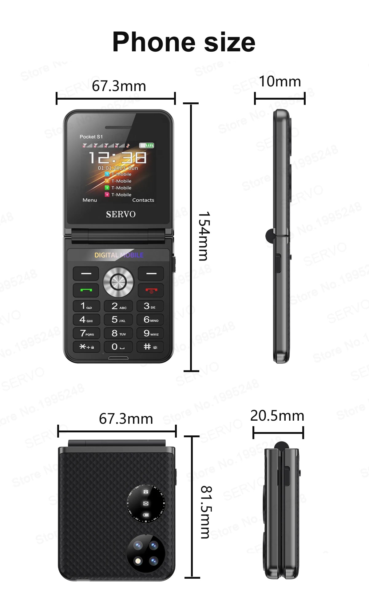 SERVO Pocket S1 New Style Flip Mobile Phone 4 SIM Cards 2G GSM 2.4'' Screen Torch Auto Call Record Magic Voice Fold Phone Gifts