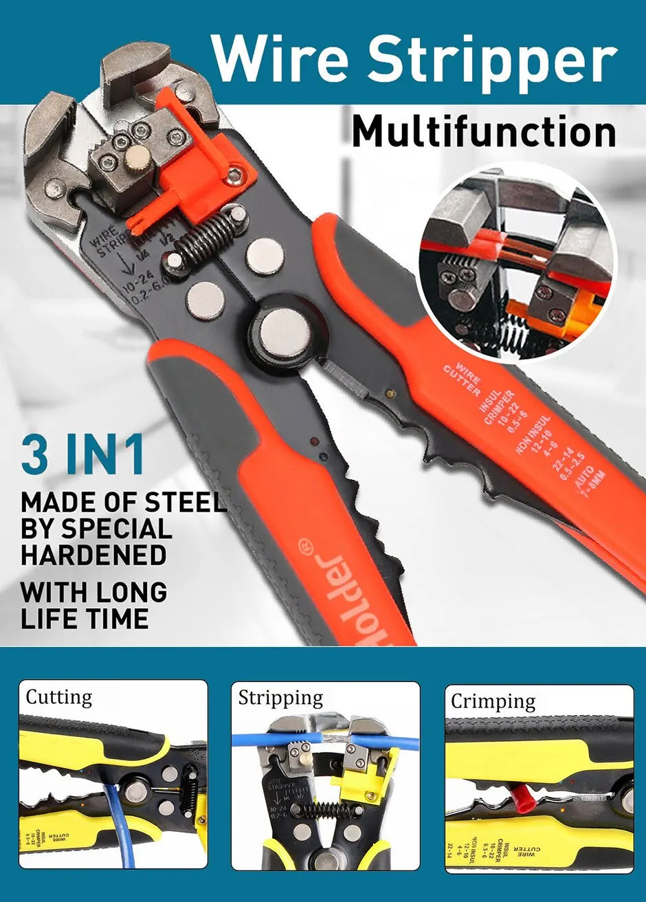 Professional Electrician Wire Tool Cable Wire Stripper Cutter Crimper Automatic Crimping Stripping Plier