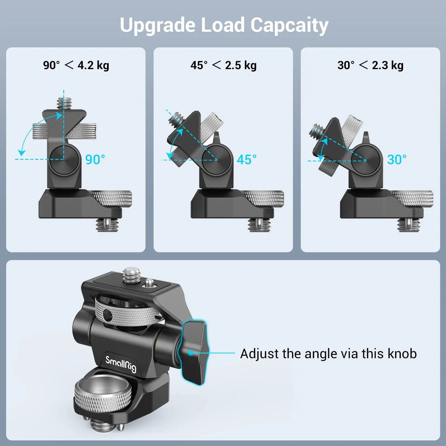 SmallRig DSLR Camera Clamp Swivel and Tilt Adjustable Monitor Mount w/ Screws Mount for Monitor Flash Light DIY Attachment 2903B