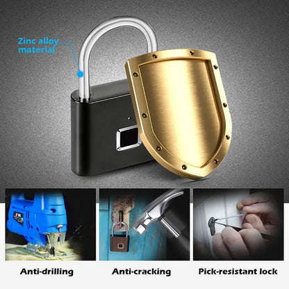 KERUI Keyless USB Charging Fingerprint Lock Smart Padlock Waterproof Door Lock 0.2sec Unlock Portable Anti-theft Padlock Zinc