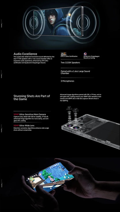 World Premiere Global Version RedMagic 10 Pro 5G Gaming Phone 6.853" Snapdragon 8 Elite 7050mAh 80W Charge 50MP NFC