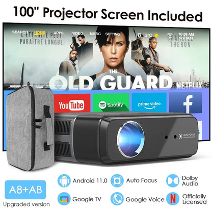 4K Projector Native 1080P Full HD Video Home Theater Compatible with TV Stick Smartphone/HDMI/USB, Indoor & Outdoor Use