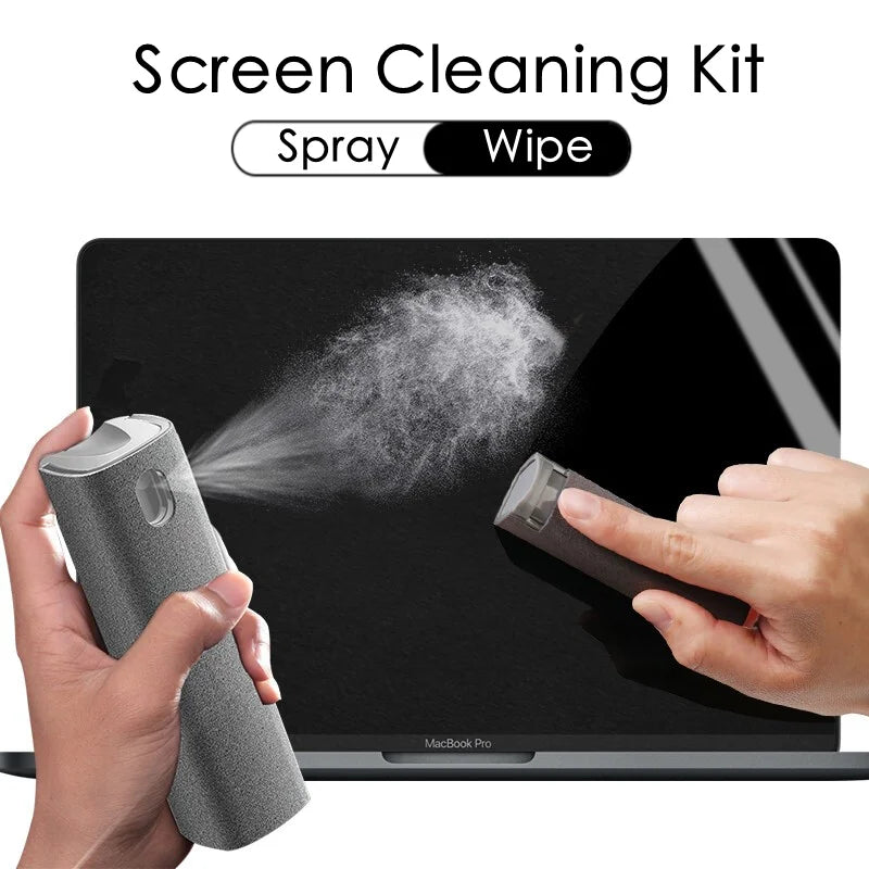 2-in-1 Mobile Phone Screen Spray Bottle Computer Screen Cleaner with Microfiber Cloth Set Cleaning Tools Car Cleaning Supplies