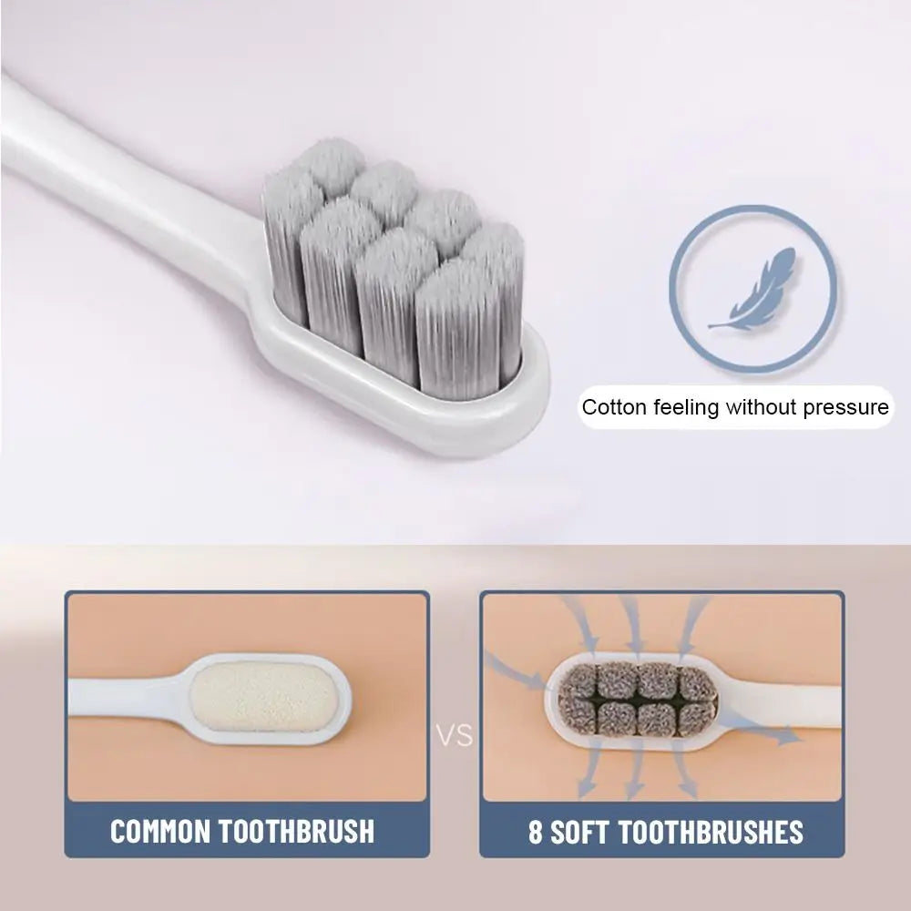 Super Soft Bristle Toothbrush Ultra-fine Wave Plush Toothbrush 8-Hole Massage Gum Sensitive Adult Toothbrush Oral Care Supplies